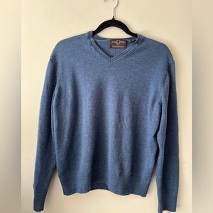 Black Brown Merino Wool V-neck Sweater